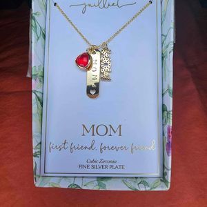 Mom Gift Mother Necklace Zirconia Silverplate First Friend, Forever Friend